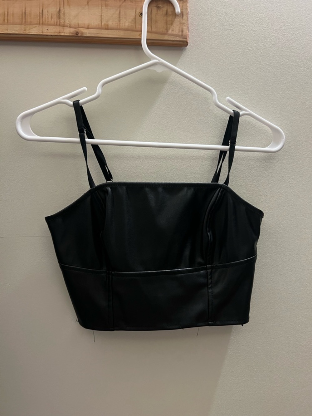 Toska Black Vegan Leather Crop Top